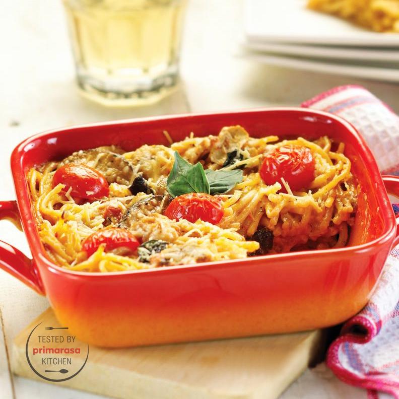 Resep Chicken and Mushroom Pasta Bake